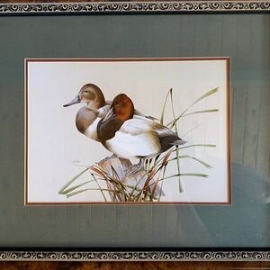 Art La May 3x framed prints with glass: Water Pair, Green Winged, Canvas Back.